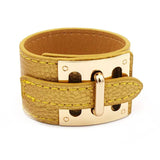 Kirykle Women Bracelet Wide Leather Bangle High Alloy Gift