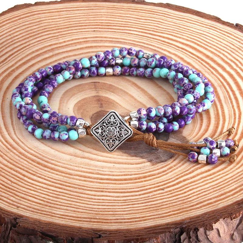 Colorful Natural Stone Wrap Beaded Bracelet DropShip