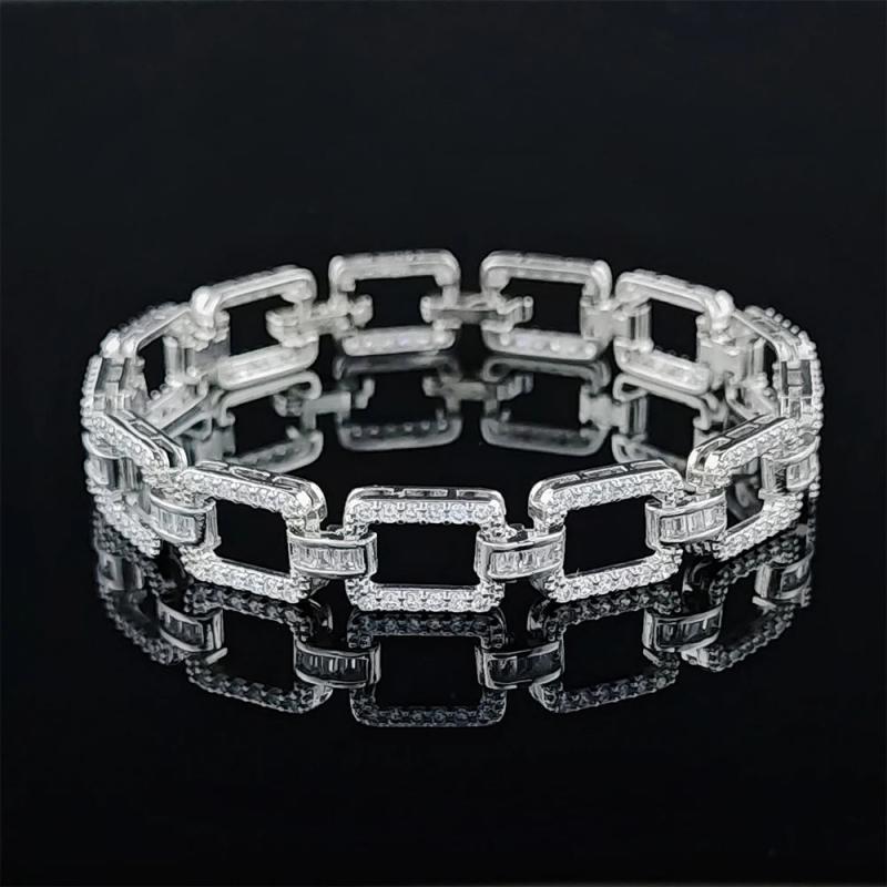 Cuban Silver Hand Bracelet Bangle for Women Anniversary S7025