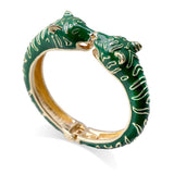 Leopard Head Enamel Cuff Bracelet Animal Bangle Women's Statement Jewelry