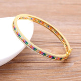 Nidin 14 Styles Copper Zircon Bangles Female Hollow Crystal Party Gift