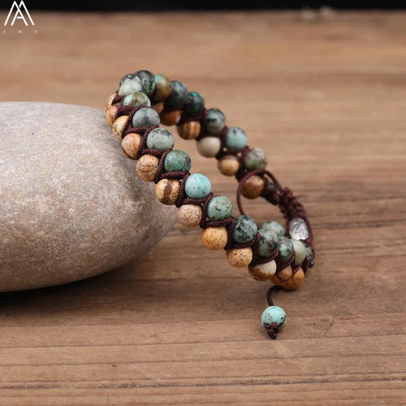6mm Round Picture Jasper African Turquoise Stone Bracelet
