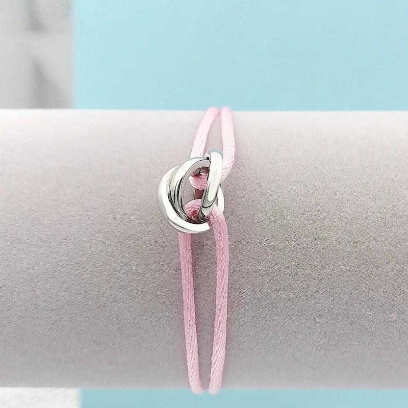 Stainless Steel Triple Ribbon Lace-Up Bracelet