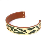 Retro PU Leather Bracelet for Women Hollow Metal Bangles