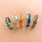 Retro PU Leather Bracelet for Women Hollow Metal Bangles