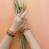 Retro PU Leather Bracelet for Women Hollow Metal Bangles