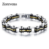 Stainless Steel Silicone Biker Bracelet Men Jewelry