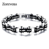 Stainless Steel Silicone Biker Bracelet Men Jewelry