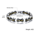 Stainless Steel Silicone Biker Bracelet Men Jewelry