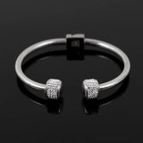 Gold-Plated CZ Crystal Women Bracelet Stainless Steel Cuff Bangle