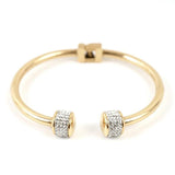Gold-Plated CZ Crystal Women Bracelet Stainless Steel Cuff Bangle