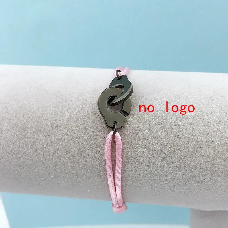 Rose Stainless Steel Handcuff Rope Bracelet Menottes Bijoux Corde Bracelet