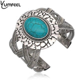 Tibetan Silver Synthetic Stone Bracelets Vintage Jewelry Women