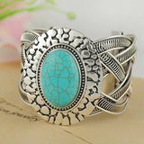 Tibetan Silver Synthetic Stone Bracelets Vintage Jewelry Women