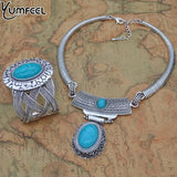 Tibetan Silver Synthetic Stone Bracelets Vintage Jewelry Women