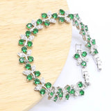 Green Stones 925 Stamp Dubai Bracelet Women Wedding Birthday Jewelry