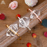 Women Citrines Quartz Wristband Bracelet Natural Stones Copper Bangle