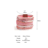 Leather Wrap Bracelet Boho Chain Layered Wide Cuff Gift Jewelry