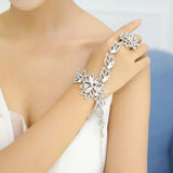Rhinestone Flower Bridal Bracelet Wedding Crystal Wrap Hand Chain