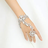 Rhinestone Flower Bridal Bracelet Wedding Crystal Wrap Hand Chain
