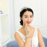 Rhinestone Flower Bridal Bracelet Wedding Crystal Wrap Hand Chain