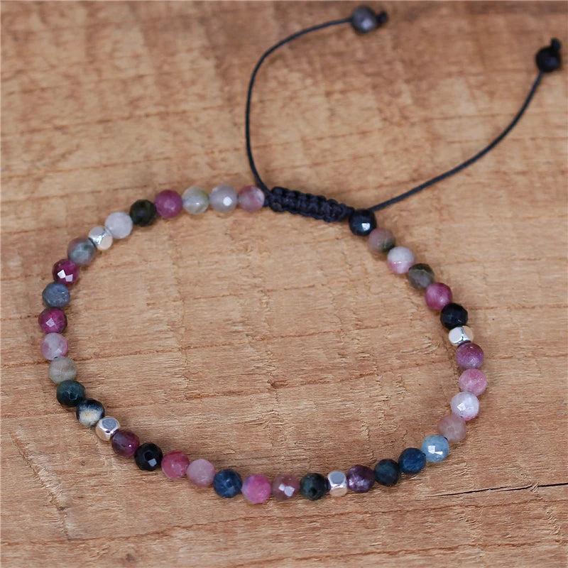 Boho Tourmaline Beads Tibetan Bracelet Yoga Adjustable Gemstones Dainty Jewelry