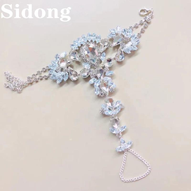 Crystal Zircon Rhinestone Chain Ring Bracelet Combo