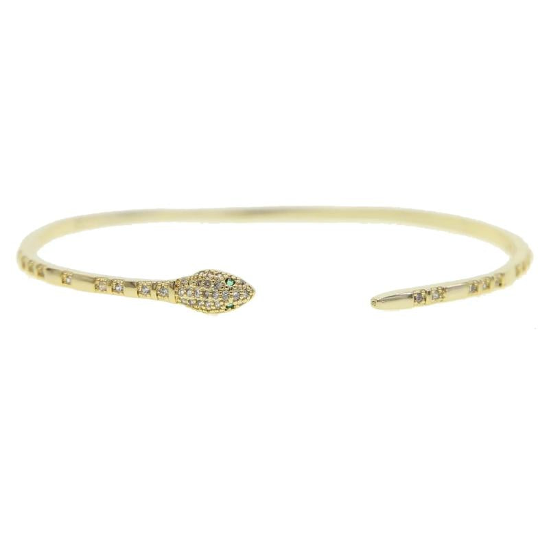 Red Green 3 Colors Micro Pave CZ Snake Bangle Bracelet