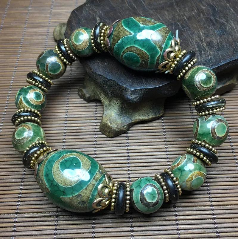Ethnic Style Tibetan Old Agate Dzi Bead Bracelet