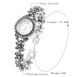Kinel Floral Crystal Bracelets Silver Plated Decorative Watch Retro Look