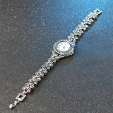 Kinel Floral Crystal Bracelets Silver Plated Decorative Watch Retro Look