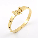 Punk Stainless Steel Belt Buckle Cuff Bangle Charm Bracelet
