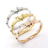 Punk Stainless Steel Belt Buckle Cuff Bangle Charm Bracelet
