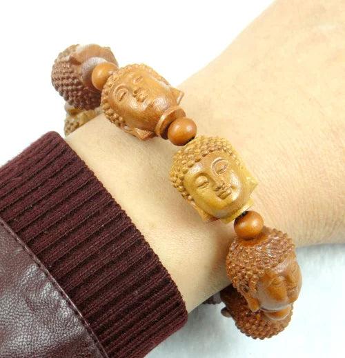 Hand-carved Buddha Wooden Beaded Bracelet Crafts