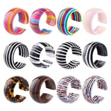 Colorful Resin Stripe Rainbow Cuff Bracelet for Women