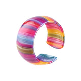 Colorful Resin Stripe Rainbow Cuff Bracelet for Women
