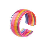 Colorful Resin Stripe Rainbow Cuff Bracelet for Women