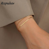 Ropuhov 925 Silver European Jewelry Double Blade Chain Bracelet