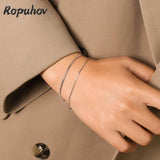 Ropuhov 925 Silver European Jewelry Double Blade Chain Bracelet