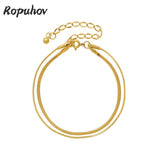 Ropuhov 925 Silver European Jewelry Double Blade Chain Bracelet