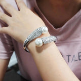 Alloy Cuff Bracelets Charm Pearls Bangles For Women Jewelry