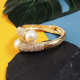 Alloy Cuff Bracelets Charm Pearls Bangles For Women Jewelry