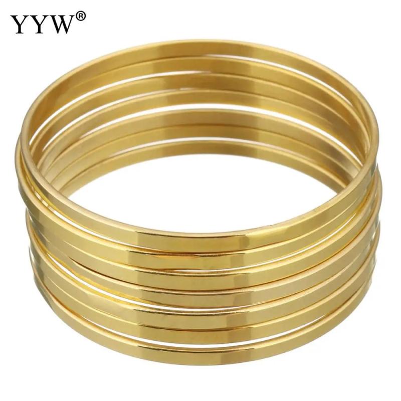 7pcs Stainless Steel Bangle Set Gold/Rose/Silver Party Birthday Jewelry