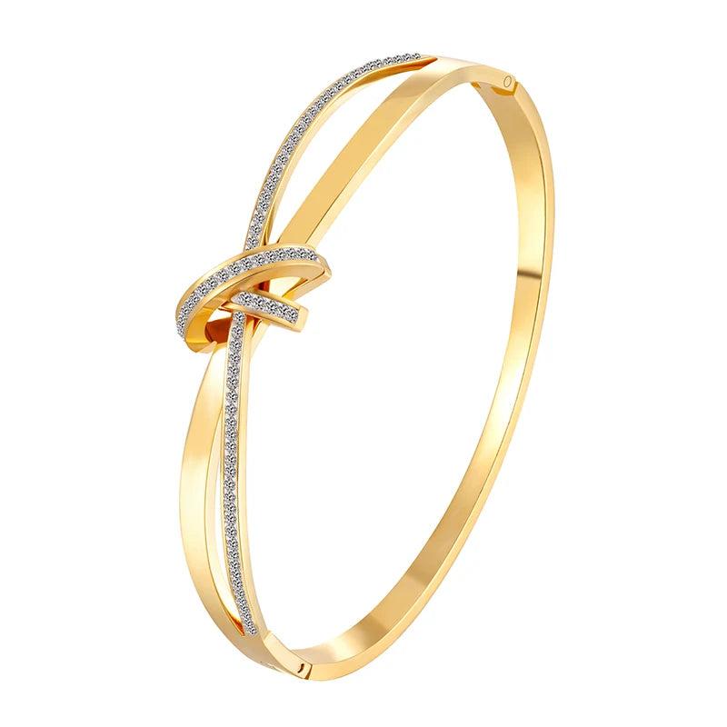 CZ Crystal Bracelet Cross Stainless Steel Bangle Jewelry Gift