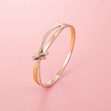 CZ Crystal Bracelet Cross Stainless Steel Bangle Jewelry Gift