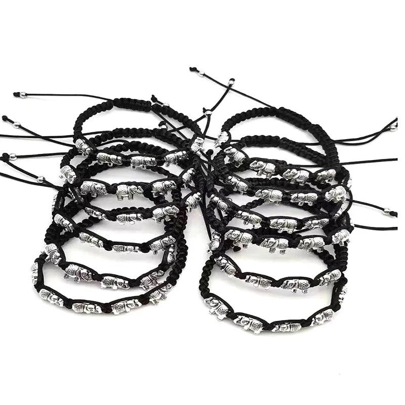 12 Five Elephant Woven Bracelets Good Luck Wealth Symbol