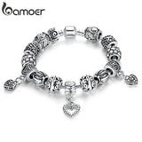 Silver Plated Heart Pendant Bracelet Bangle Vintage Jewelry
