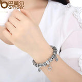 Silver Plated Heart Pendant Bracelet Bangle Vintage Jewelry