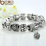 Silver Plated Heart Pendant Bracelet Bangle Vintage Jewelry
