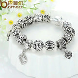 Silver Plated Heart Pendant Bracelet Bangle Vintage Jewelry